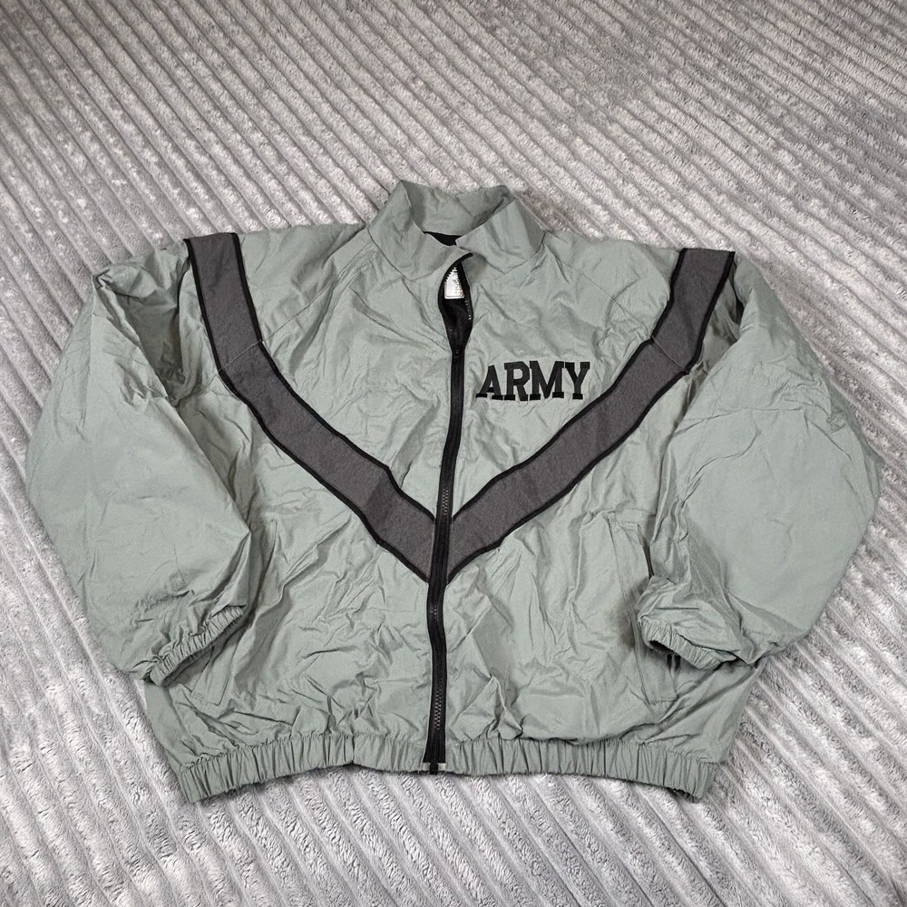 US Army Ipfu Men Jacket Medium Green‎ Nylon Long Sleeve Windbreaker Full Zip